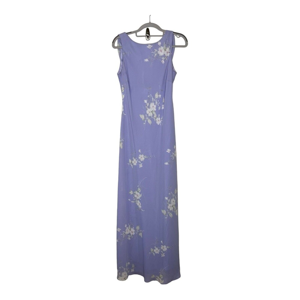 Vintage Chelsea Nites‎ Womens Dress 6 Lilac Purple Floral Cowl Back Y2K 90 Fairy